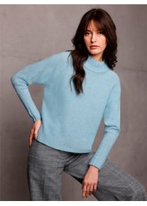 Damen Stehkragenpullover "Merino-Kaschmir-Pullover", blau, Gr. 36, CREATION L PREMIUM, unifarben, 90% Schurwolle, 10% Kaschmir, Pullover