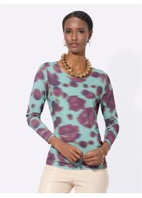 Lady Damen Print-Shirt "Druck-Shirt"mint, violett, bedruckt, Gr. 38, geblümt, gemustert, mehrfarbig, 95% Viskose, 5% Elasthan, Shirts