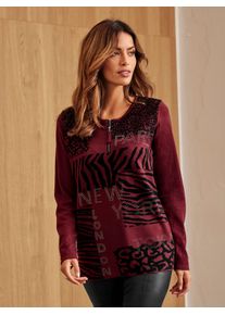 Inspirationen Damen Strickpullover "Pullover", rot, Gr. 36, gemustert, animal-print, 50% Baumwolle, 50% Viskose, Pullover