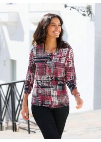 Casual Looks Damen 3/4-Arm-Shirt "Rundhals-Shirt", rot, Gr. 40, gemustert, mehrfarbig, 95% Viskose, 5% Elasthan, Shirts
