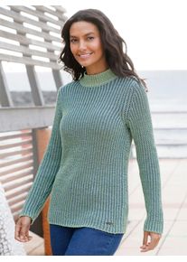 Casual Looks Damen Stehkragenpullover "Stehkragen-Pullover"eucalyptus, mittelblau, Gr. 40, gemustert, mehrfarbig, 54% Baumwolle, 46% Polyacryl,
