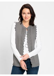 Inspirationen Damen Strickweste, grau, Gr. 36, meliert, unifarben, 50% Baumwolle, 50% Polyacryl, Westen