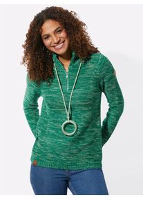 Casual Looks Damen Troyer "Troyer", grün, Gr. 36, gemustert, mehrfarbig, meliert, 54% Baumwolle, 46% Polyacryl, Pullover