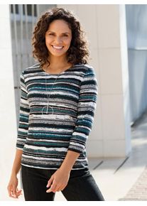 Casual Looks Damen 3/4-Arm-Shirt "Rundhals-Shirt"jade, beige, bedruckt, Gr. 40, gemustert, mehrfarbig, 95% Viskose, 5% Elasthan, Shirts