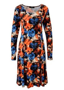 Damen Jerseykleidorange, schwarz, beige, royalblau, apricot, hellblau, mocca, modisch, Gr. 48, Aniston SELECTED, geblümt, gemustert, bedruckt, Single