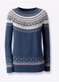 Damen Jacquardpullover "Jacquard-Pullover", bunt, Gr. 40, gemustert, mehrfarbig, Norwegermuster, 61% Polyacryl, 25% Baumwolle, 14% Polyamid, Pullover