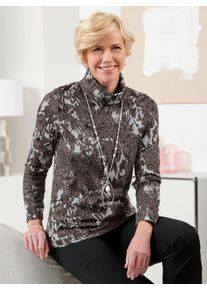 CLASSIC Damen Rollkragenpullover "Rollkragen-Pullover", grau, Gr. 40, gemustert, mehrfarbig, geblümt, 63% Viskose, 31% Polyacryl, 3% Elasthan, 3%