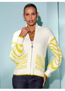 CRÉATION L CREATION L Damen Cardiganecru, limone, gemustert, Gr. 38, unifarben, gemustert, 68% Polyamid, 27% Polyacryl, 5% metallisierte Fasern, Strickjacken