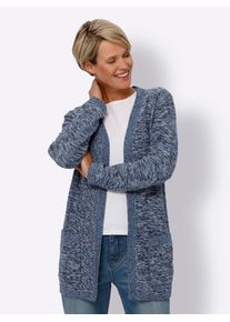 Classic Basics Damen Cardigan, blau, Gr. 38, meliert, gemustert, mehrfarbig, 100% Baumwolle, Strickjacken