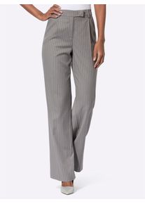 CRÉATION L CREATION L Damen Anzughose, grau, Gr. 20, gemustert, gestreift, 45% Polyester, 41% Viskose, 11% Wolle, 3% Elasthan, Hosen
