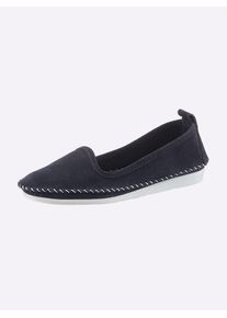 Andrea Conti Damen Slipper, Gr. 38, blau, Leder, Rindsleder, Veloursleder, modisch, Schuhe