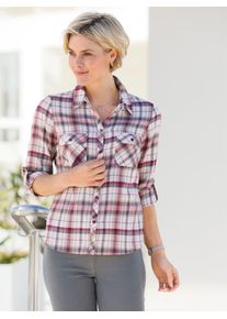 Casual Looks Damen Flanellbluserosenholz, ecru, kariert, Gr. 40, gemustert, kariert, mehrfarbig, 100% Baumwolle, Blusen