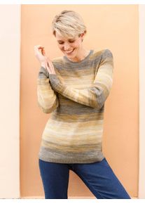 Classic Basics Damen Strickpullover "Rundhals-Pullover"ocker, sesam, gemustert, Gr. 56, gemustert, mehrfarbig, gestreift, 100% Polyacryl, Pullover