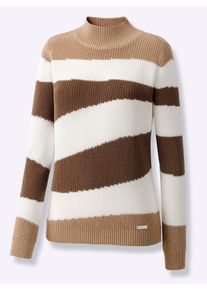 Casual Looks Damen Stehkragenpullover "Pullover", braun, Gr. 40, gemustert, mehrfarbig, 50% Baumwolle, 50% Polyacryl, Pullover