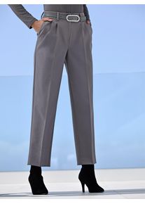 Heine Damen Bundfaltenhose, grau, Gr. 48, unifarben, 94% Polyester, 6% Elasthan, Hosen