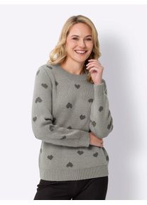 Classic Basics Damen Strickpullover "Langarm-Pullover", grau, Gr. 44, gemustert, mehrfarbig, 100% Polyacryl, Pullover