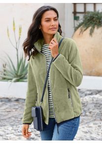 Casual Looks Damen Fleecejacke, grün, Gr. 40, unifarben, 100% Polyester, Jacken