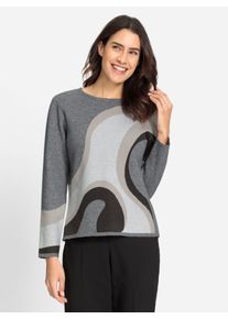 Inspirationen Damen Strickpullover "Strickpullover", grau, Gr. 36, gemustert, mehrfarbig, 50% Viskose, 28% Polyester, 22% Polyamid, Pullover