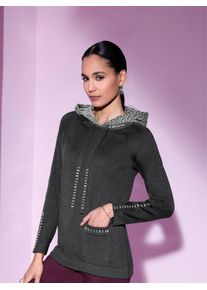 CRÉATION L CREATION L Damen Kapuzenpullover "Kapuzen-Pullover", grau, Gr. 38, unifarben, 70% Viskose, 27% Polyester, 3% Elasthan, Pullover