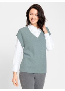 Inspirationen Damen Pullunder "Pullunder", grün, Gr. 36, meliert, 100% Baumwolle, Pullover