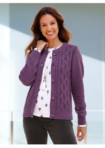 Inspirationen Damen Strickjacke, lila, Gr. 40, unifarben, 50% Baumwolle, 50% Polyacryl, Strickjacken