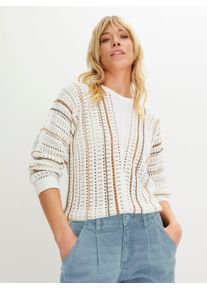 Inspirationen Damen Fledermauspullover "Pullover", grün, Gr. 40, gemustert, gestreift, 100% Baumwolle, Pullover