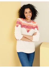 Classic Basics Damen Strickpullover "Langarm-Pullover"champagner, kirsche, gemustert, Gr. 50, unifarben, meliert, gemustert, mehrfarbig, 100%
