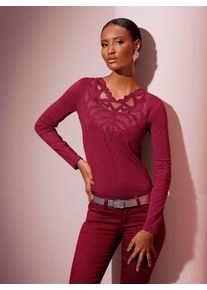 CRÉATION L CREATION L Damen Langarmshirt "Modal-Baumwoll-Shirt", rot, Gr. 36, unifarben, 48% Baumwolle, 48% Modal, 4% Elasthan, Shirts