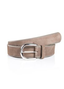 MONTI Damen Ledergürtel "PAVIA", grau, casual, Gr. 80, unifarben, Rindsleder, Gürtel, aus Nubukleder mit glänzender Dornschließe – 3,5 cm breit