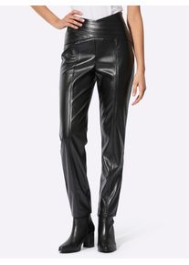 CRÉATION L CREATION L Damen Lederimitathose, schwarz, Gr. 40, unifarben, 100% Polyester, Hosen