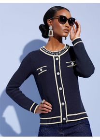 CRÉATION L CREATION L Damen Cardigan, blau, Gr. 40, gemustert, mehrfarbig, 100% Baumwolle, Strickjacken