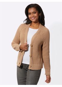 Inspirationen Damen Strickjacke, braun, Gr. 38, unifarben, 100% Baumwolle, Strickjacken