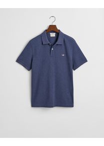Gant Herren Poloshirt "SLIM SHIELD SS PIQUE POLO", blau, casual, Gr. XL, unifarben, Jersey, Obermaterial: 100% Baumwolle, Shirts, mit Logostickerei