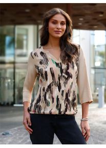 Inspirationen Damen Schlupfbluse, beige, Gr. 38, gemustert, mehrfarbig, 100% Viskose, Blusen