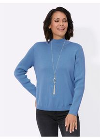 Casual Looks Damen Stehkragenpullover "Pullover", blau, Gr. 38, unifarben, 100% Baumwolle, Pullover