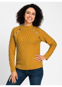 Inspirationen Damen Stehkragenpullover "Pullover", gelb, Gr. 38, unifarben, 50% Baumwolle, 50% Polyacryl, Pullover