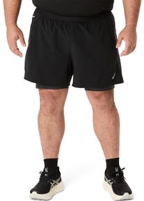 asics Herren Laufshorts "ROAD 2N1 5IN SHORT"performance schwarz, graphite grau, sportlich, Gr. XXL, Stoff, Obermaterial: 100% Polyester, Hosen