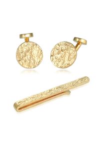 Kuzzoi Herren Krawattennadel Set "Manschettenknöpfe Krawattennadel Struktur Silber", OneSize, gold, Silber 925 (Sterlingsilber), Krawattennadeln