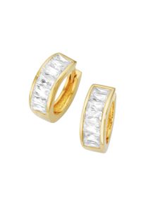 Damen Paar Creolen "mit weißen Zirkonia, vergoldet, Silber 925", Silber 925 (Sterlingsilber), gold, Giorgio Martello MILANO, Silber 925