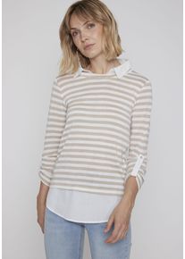 Haily's HAILY’S Damen Strickpullover "LS P TP Li44nda Stripe", braun, feminin, Gr. XS, gestreift, Strick, Obermaterial: 95% Polyester, 5% Elasthan, Pullover