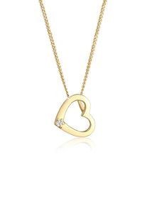 Elli DIAMONDS Damen Collierkettchen "Herz Diamant Weiß Brillantschliff (0.015ct) 585 Gelbgold", 45, 0.015 ct mit Diamanten, Gelbgold 585, L: 45cm,