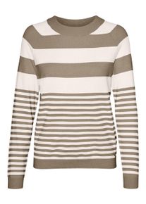 Véro Moda VERO MODA Damen Rundhalspullover "VMHAPPINESS LS RAGLAN PULLOVE GA BOO REP", silber, modisch, Gr. XS, gestreift, Strick, Obermaterial: 50% Viskose,