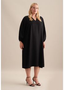 Seidensticker Damen Sommerkleid "Schwarze Rose", schwarz, Gr. 48, unifarben, 100% Viskose, Kleider, Langarm V-Neck Uni