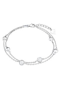 Amor Damen Armband "Mehrreihig, mit Herzen, 2022422", Silber 925 (Sterlingsilber), silber, Silber 925 (Sterlingsilber), Armbänder, mit Zirkonia