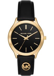 Michael Kors Damen Quarzuhr "SLIM RUNWAY"schwarz, Armbanduhren, Armbanduhr, Damenuhr, Lederarmband, analog