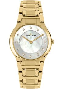 Jacques Lemans Damen Quarzuhr "1-2167F", gold, Armbanduhren, Armbanduhr, Damenuhr, Perlmutt-Zifferblatt, Glaskristalle