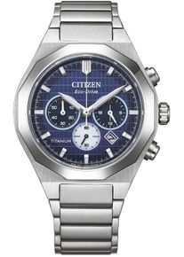 Citizen Herren Chronographtitansilberfarben, dunkelblau, Armbanduhren, Armbanduhr, Solar, Herrenuhr, analog, Tag, Stoppfunktion