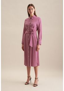 Seidensticker Damen Sommerkleid "Schwarze Rose", pink, Gr. 42, bedruckt, 100% Viskose, Kleider, Langarm Kragen Druck