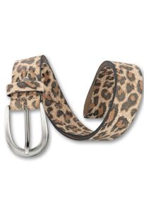Bernd Götz BERND GÖTZ Damen Ledergürtel, beige, casual, Gr. 90, mehrfarbig, animal-print, Rindsleder, Gürtel, mit Leopardenlook