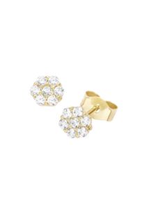 Luigi Merano Damen Paar Ohrstecker "Blüte mit Zirkonia, Gold 375", Gelbgold 375, gold, Gelbgold 375, Ohrringe